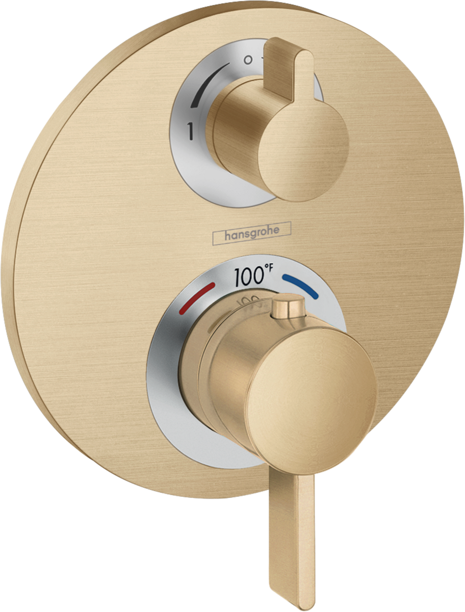 Hansgrohe Ecostat S Thermostatic Trim w/ Volume Control & Diverter, Brushed Bronze