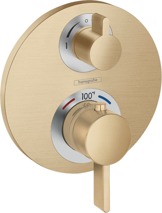 Hansgrohe Ecostat S Thermostatic Trim w/ Volume Control & Diverter, Brushed Bronze