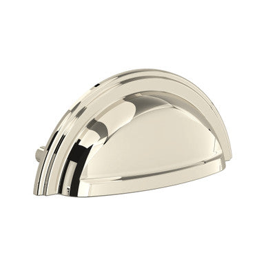 Perrin and Rowe Shell Solid Brass Drawer Pull, Polished Nickel