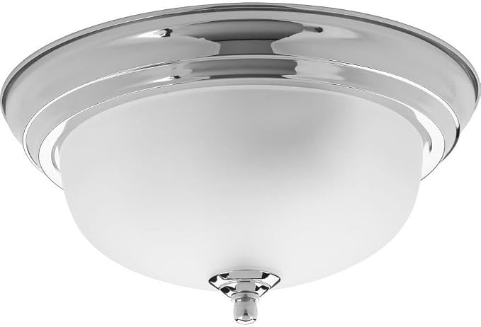 Progress Lighting Dome Glass 1-Light Polished Chrome Flush Mount Ceiling Light with Etched Glass