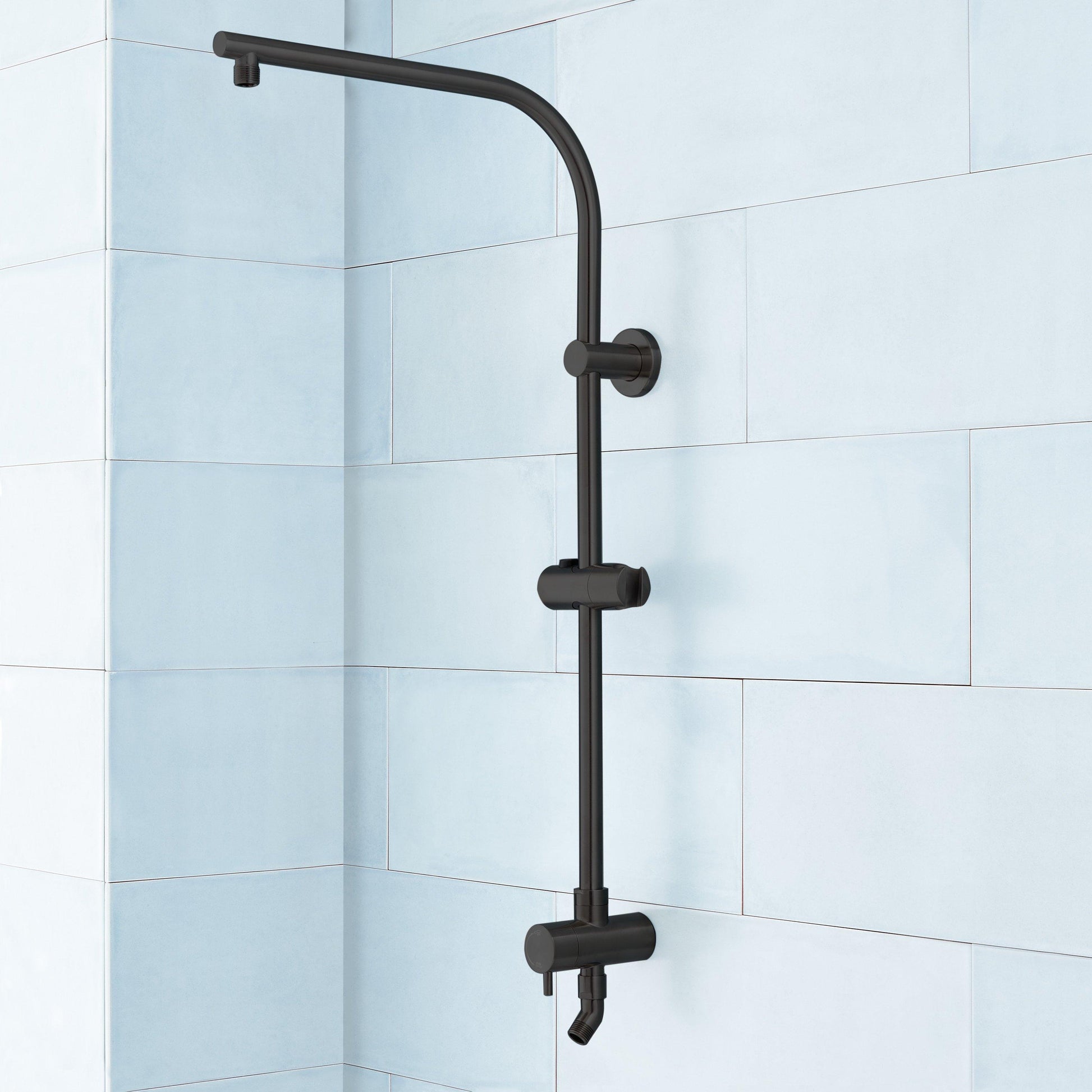 Signature Hardware Retrofit Exposed Pipe Shower Rail w/ Slide Bar, Matte Black