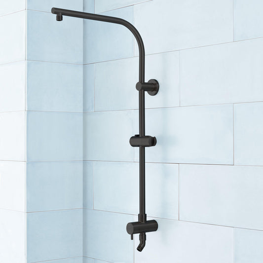 Signature Hardware Retrofit Exposed Pipe Shower Rail w/ Slide Bar, Matte Black