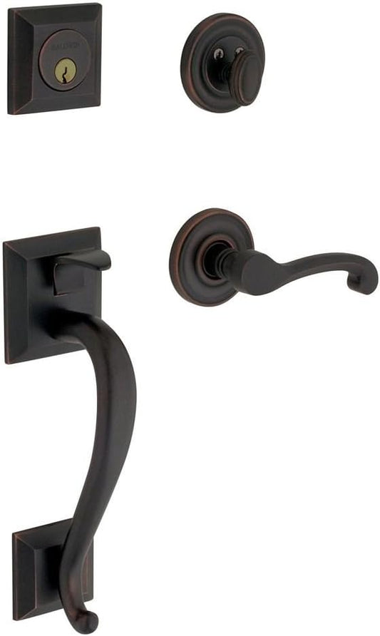 Baldwin Entry Handleset with Grip and Lever, Satin Nickel