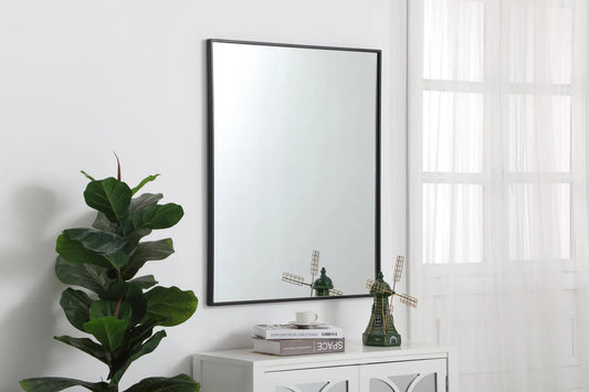 Elegant Lighting Monet 30" x 36" Rectangular Metal Framed Wall Mirror, Black