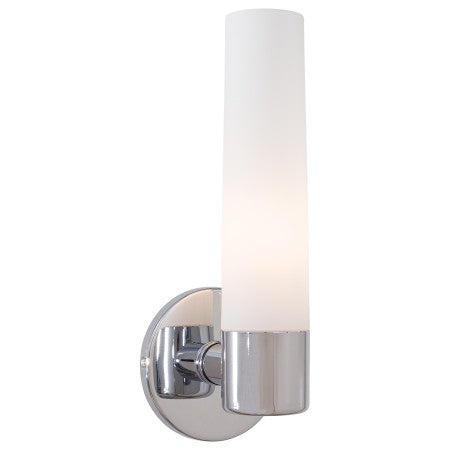 George Kovacs Saber 12-1/2" 1-Light Bath Wall Sconce, Chrome with Etched Opal Glass