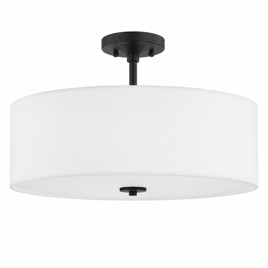 Progress Lighting Inspire 18" 3-Light Semi-Flush Drum Ceiling Light, Brushed Nickel