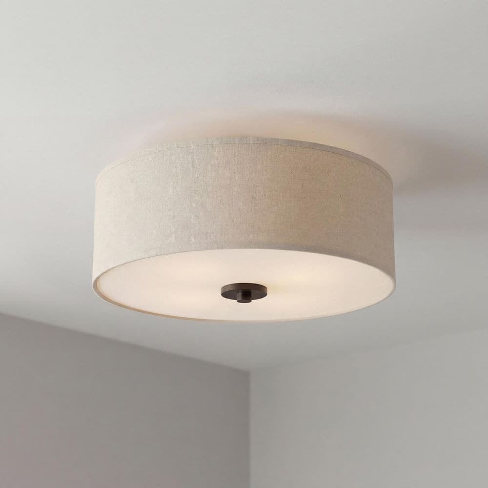 Progress Lighting Inspire 13 in. 2-Light Drum Flush Mount, Antique Bronze