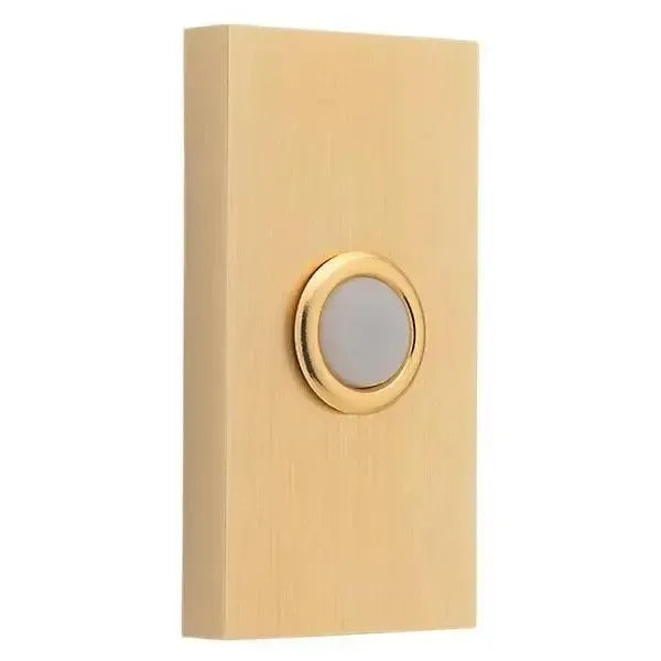 Baldwin Estate Contemporary Lighted Bell Button Doorbell, Satin Brass and Black