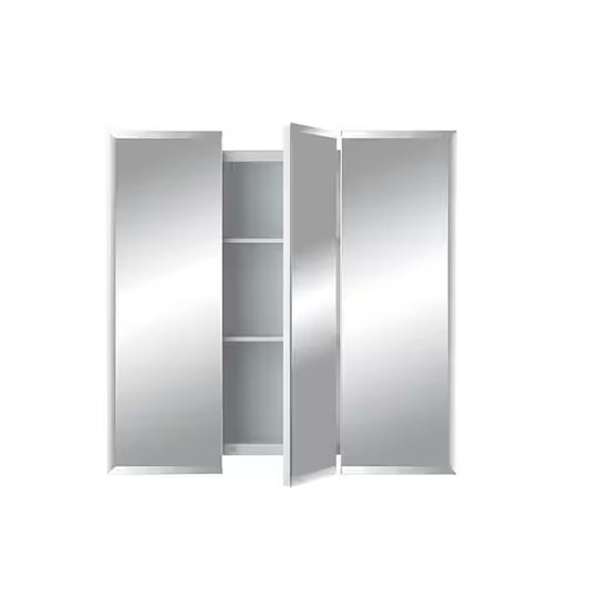 Rangaire Horizon 24" x 24" Frameless Recessed Tri-View Medicine Cabinet, White