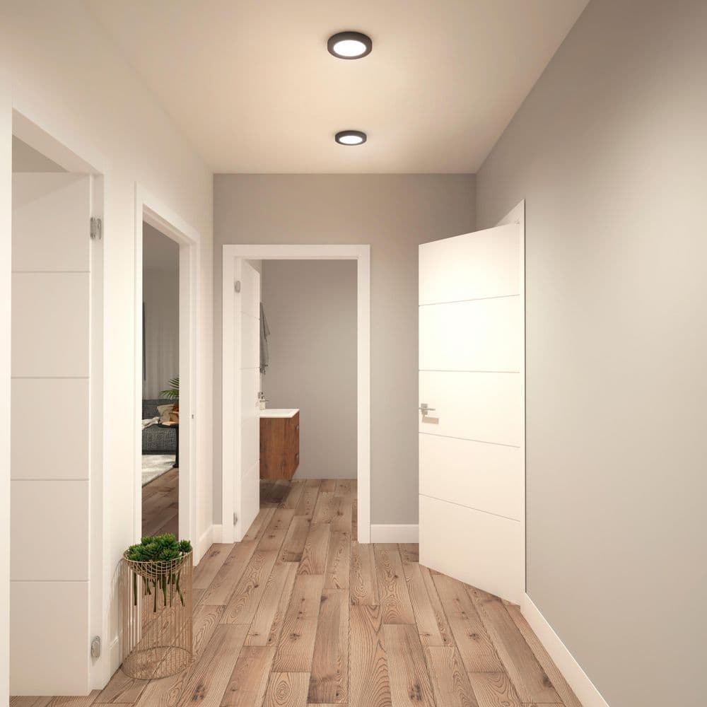 Artika Europa Disk 7 in. 1-Light Black Selectable CCT Integrated LED Flush Mount Ceiling Light