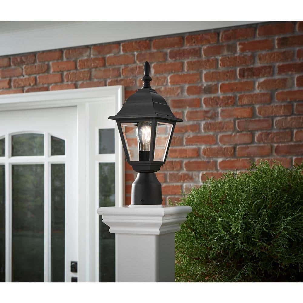 Hampton Bay 1-Light Black Steel Line Voltage Outdoor Weather-Resistant Post Light
