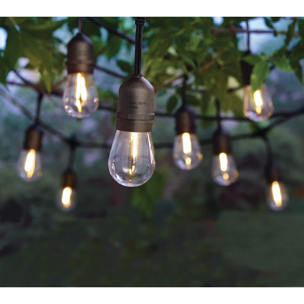 Hampton Bay 12-Light 24 ft. Plug-In Indoor/Outdoor Edison String Light with S14 LED Bulbs