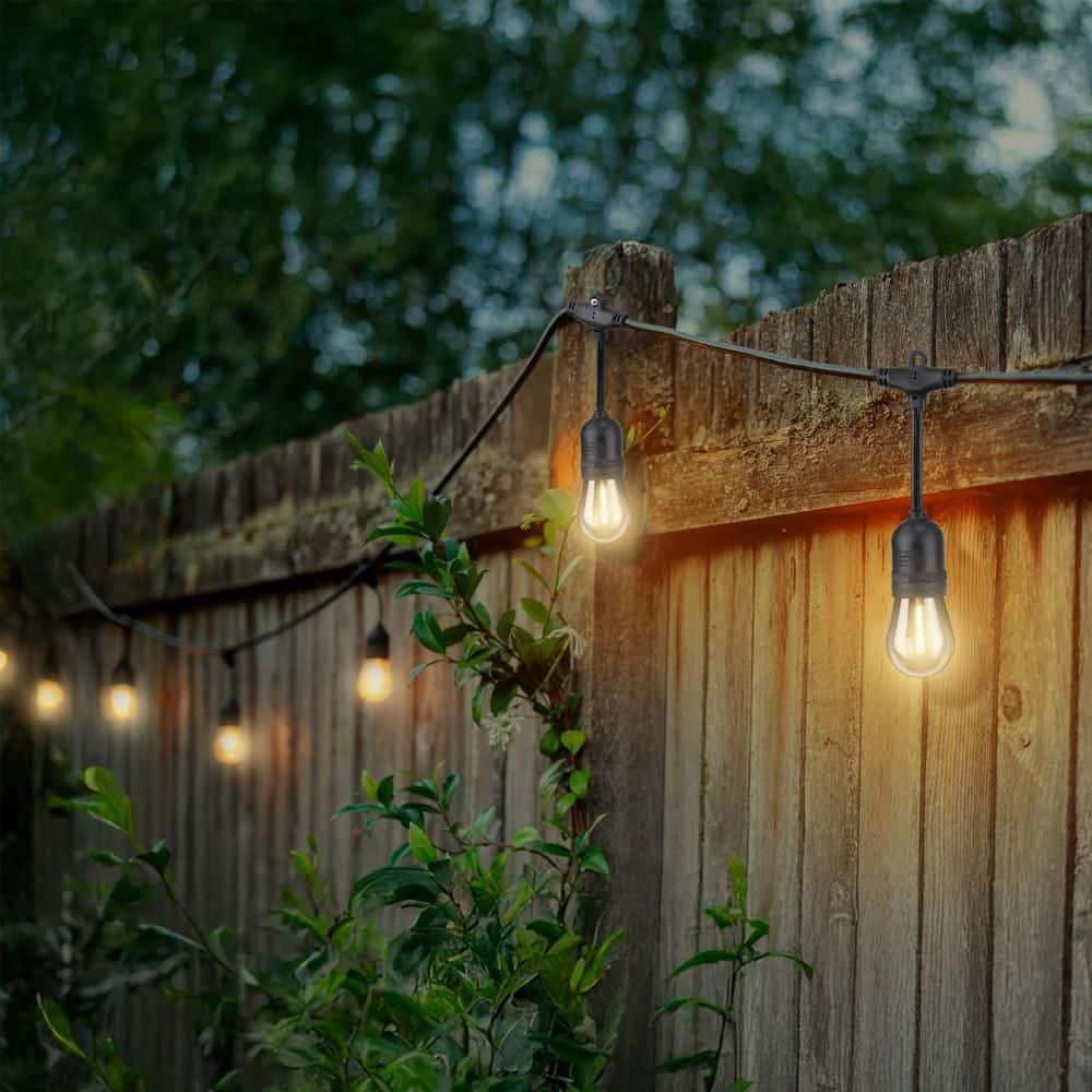 Hampton Bay 24-Light 48 ft. Indoor/Outdoor Plug-In Filament LED S14 Edison Bulb String Light