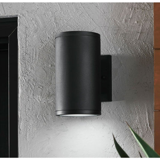 Home Decorators Collection Rodham 8 in. Black Integrated LED Outdoor Wall Lantern Sconce