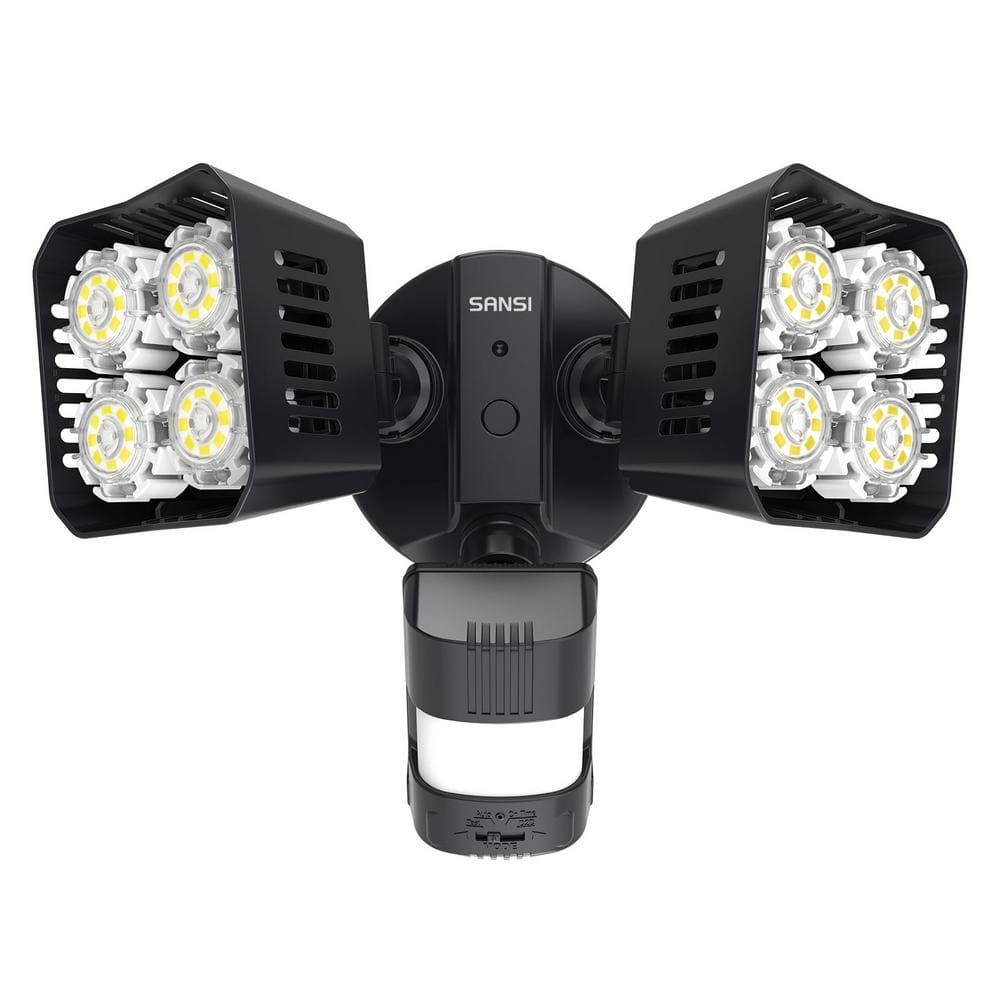 SANSI 36-Watt 3600-Lumen 180-Degree Black Motion Sensor Integrated LED Flood Light, 5000K