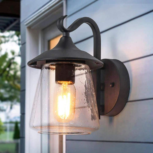 1-Light Black Modern Farmhouse Outdoor Wall Lantern Sconce
