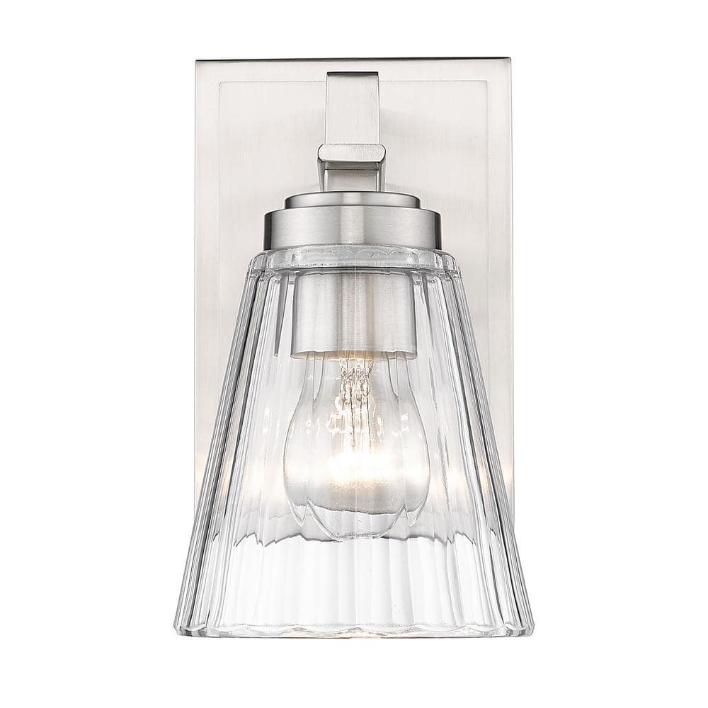 Lyna 5 in. 1-Light Brushed Nickel Wall Sconce with Clear Glass Shade