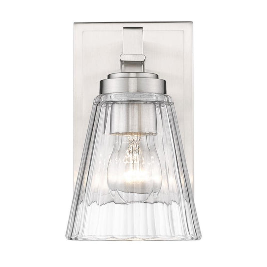 Lyna 5 in. 1-Light Brushed Nickel Wall Sconce with Clear Glass Shade