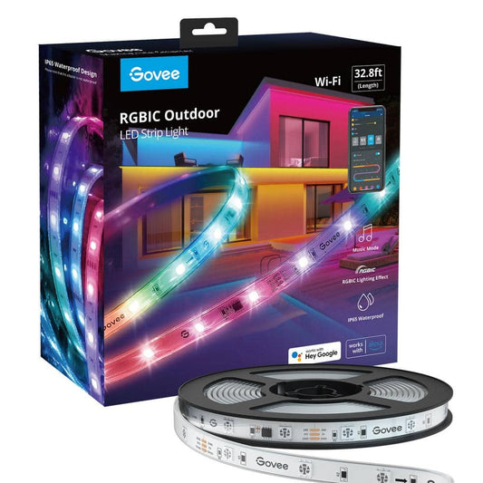 Govee RGBIC 32.8 ft. Integrated LED Smart Color Changing Outdoor Black Wi-Fi Strip Light