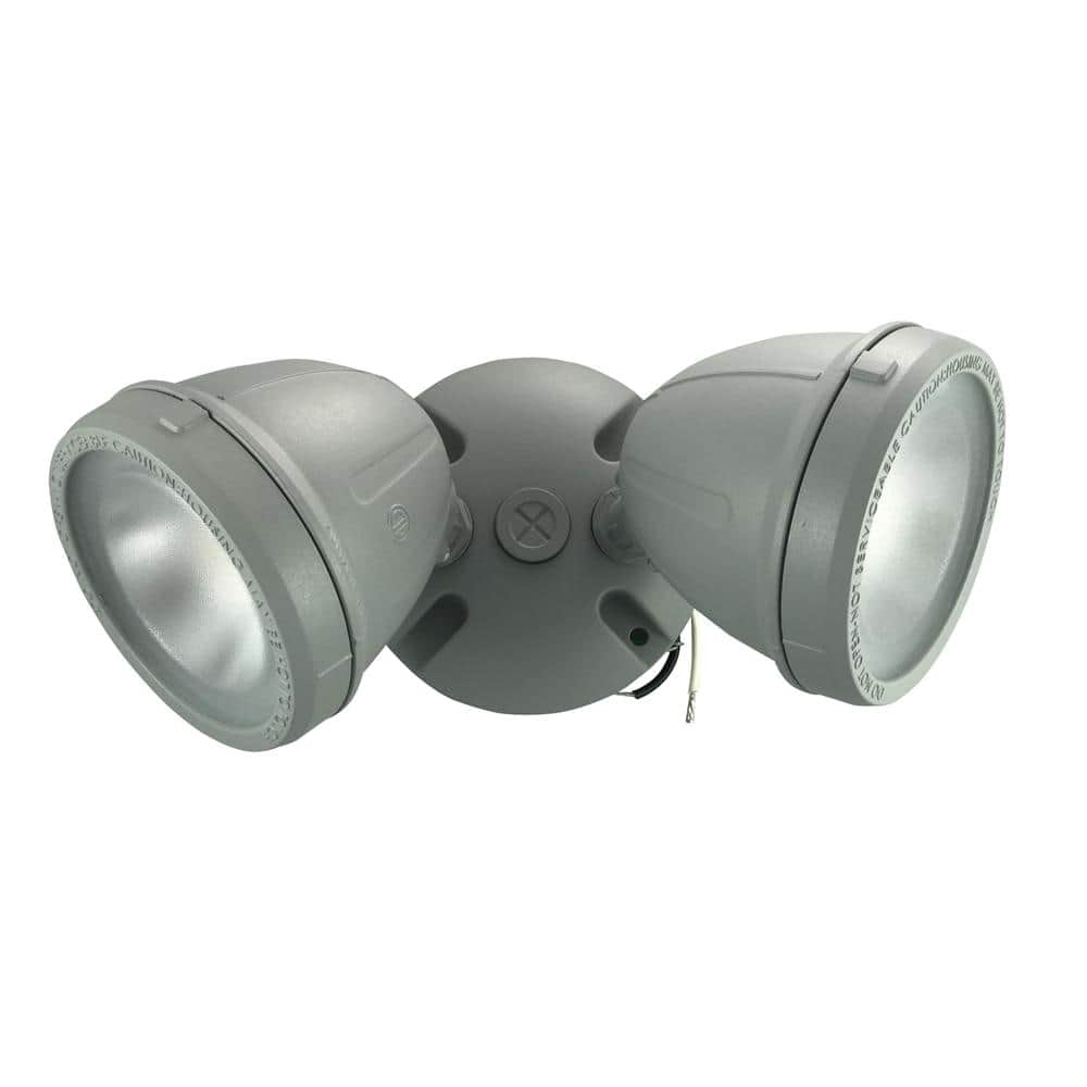 Commercial Electric 28W 2200-Lumen Metal LED Dual Spot Landscape Flood Light, Gray