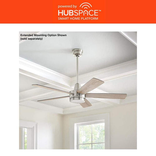 Hampton Bay Fanelee 54 in. Brushed Nickel Smart Ceiling Fan with Color-Changing LED and Remote