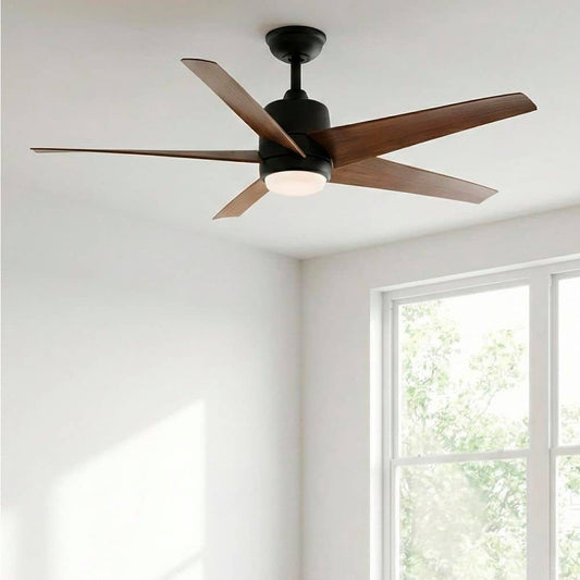 Hampton Bay Mena 54 in. Matte Black Indoor/Outdoor Ceiling Fan with Color-Changing LED and Remote
