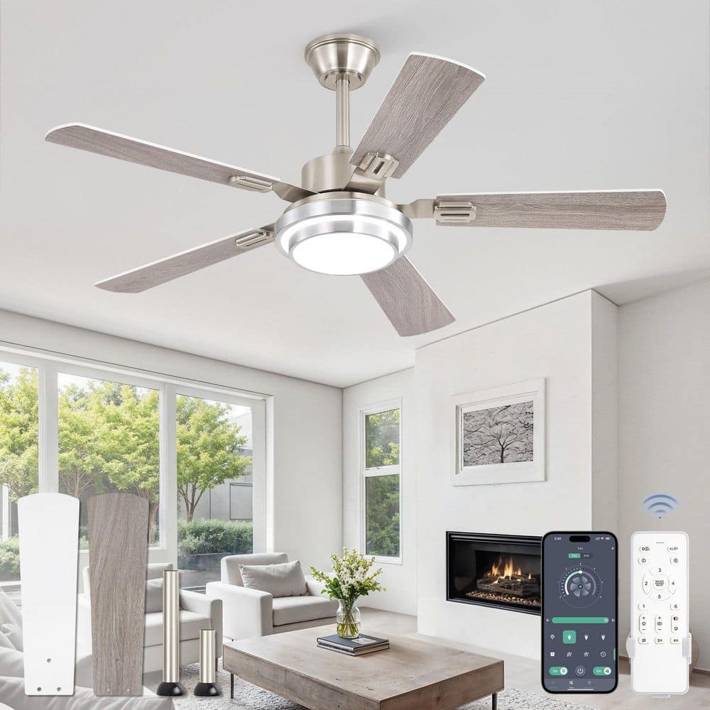48 in. Nickel/White Indoor/Covered Outdoor Ceiling Fan