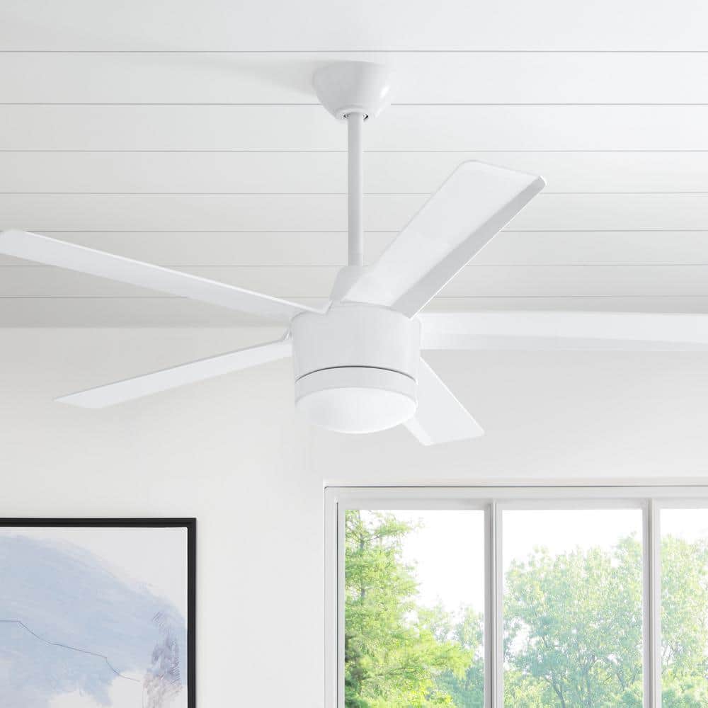 Home Decorators Collection Merwry 52 in. Integrated LED White Ceiling Fan w/ Light & Remote
