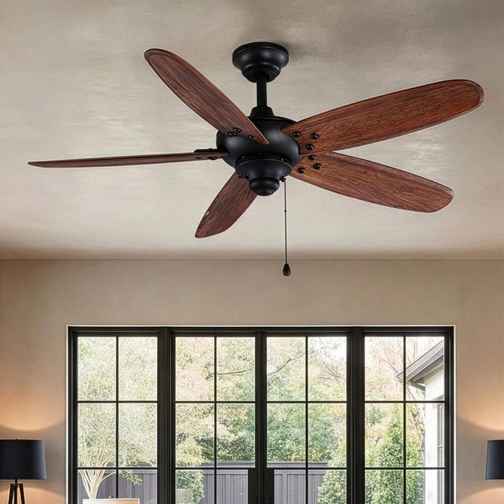 Home Decorators Collection Altura 48 in. Indoor/Outdoor Matte Black Ceiling Fan w/ Downrod