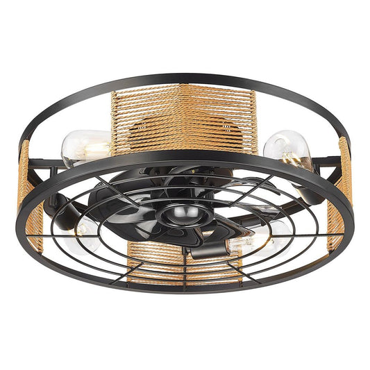 20 in. Indoor Black 100-240V Low Profile Ceiling Fan with Light and Remote