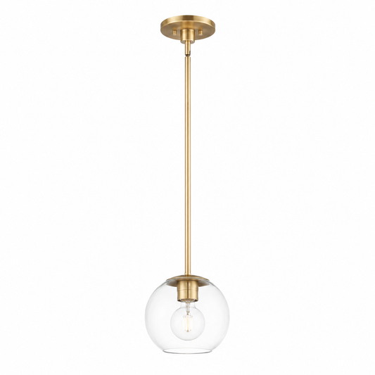 Maxim Branch 7" 1-Light Mini Pendant, Natural Aged Brass with Clear Glass Globe