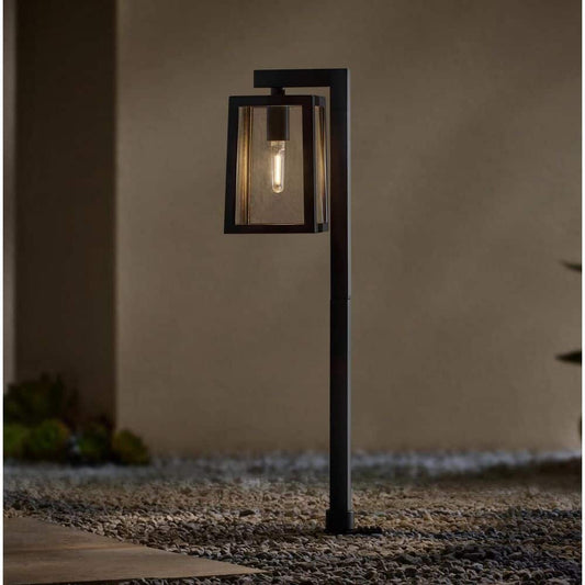 Hampton Bay Roxburgh Low Voltage Matte Black Path Light with LED Vintage Filament Bulb