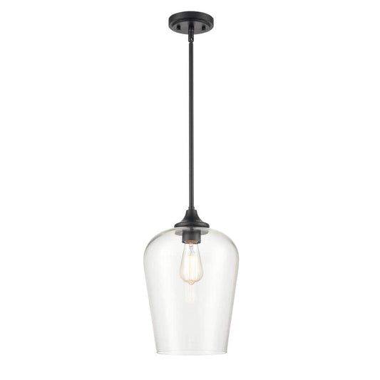 1-Light 10 in. Matte Black Mini Pendant