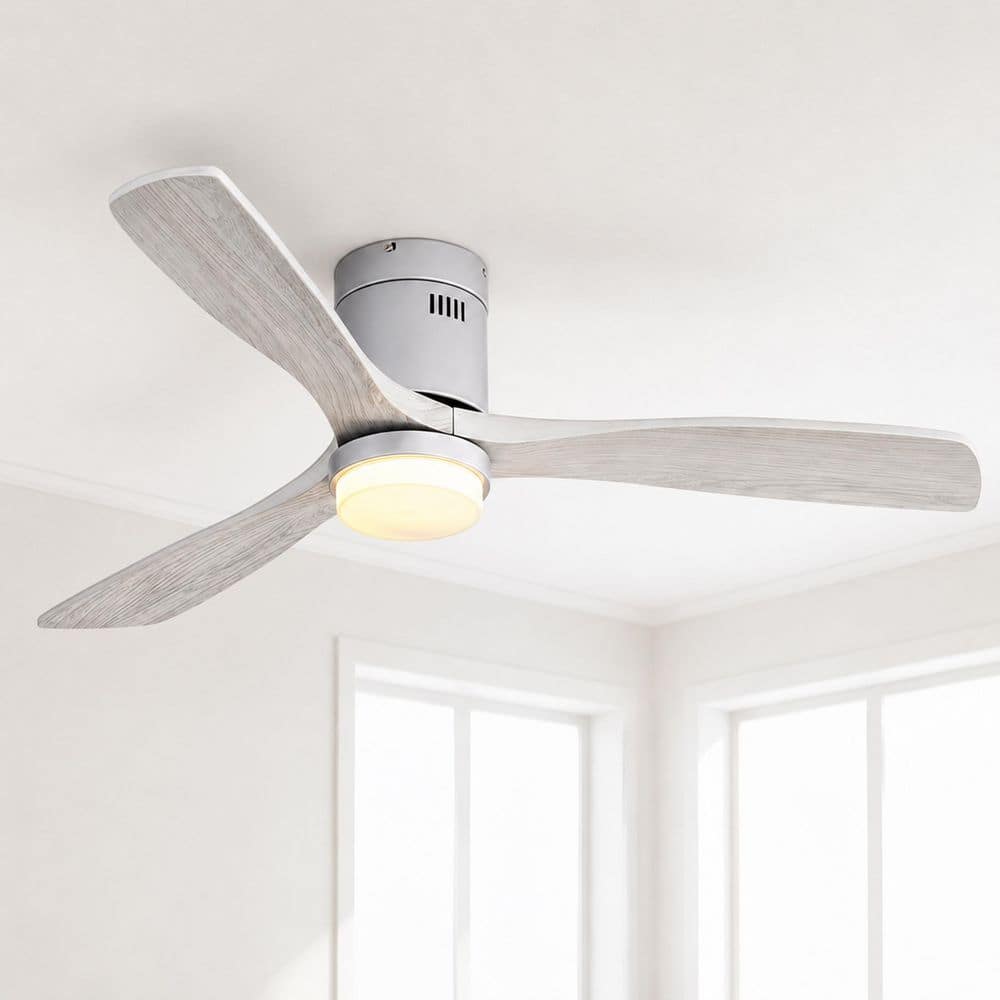 Modern Habitat SerenityShine 52 in. Indoor Satin Silver Low Profile Ceiling Fan with LED and Remote