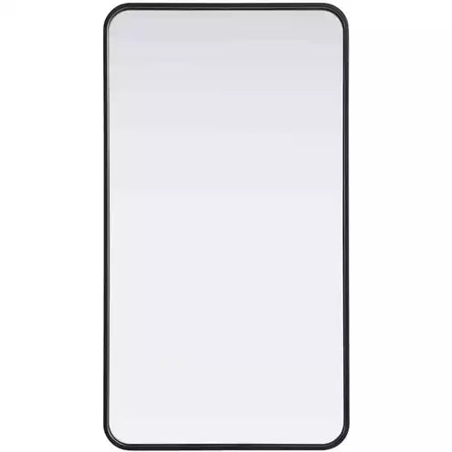 Elegant Lighting Remy 22" x 40" Rounded-Corner Metal Framed Wall Mirror, Black