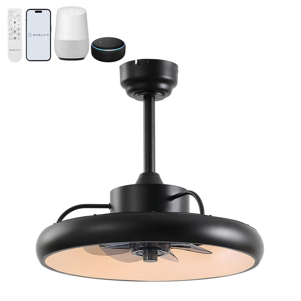 Oval Air Loren 20 in. Indoor 6-Speed Smart LED Black Ceiling Fan with App and Remote