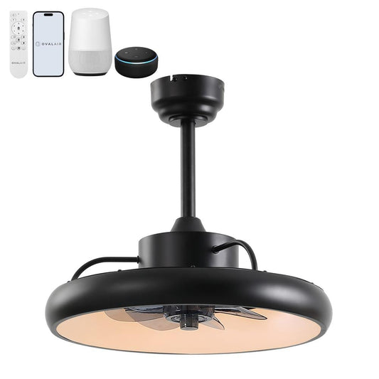 Oval Air Loren 20 in. Indoor 6-Speed Smart LED Black Ceiling Fan with App and Remote