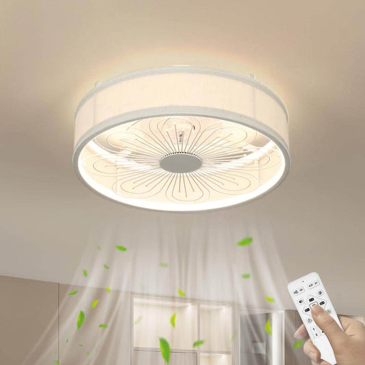 20 in. Smart Indoor Black Low Profile Flush Mount Ceiling Fan with LED Light and Remote