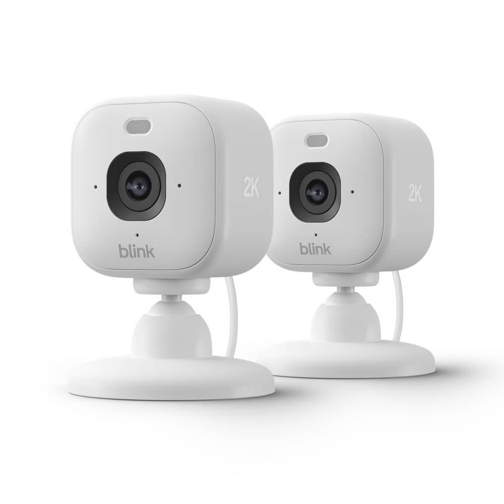 Blink Mini 2K+ Plug-In Indoor Smart Security Camera, White (2-Pack)