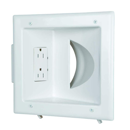 Commercial Electric Low Voltage Recessed Media Plate with Duplex Receptacle