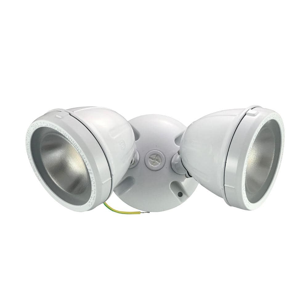 Commercial Electric 28W 2200-Lumen Metal LED Dual Spot Landscape Flood Light, White