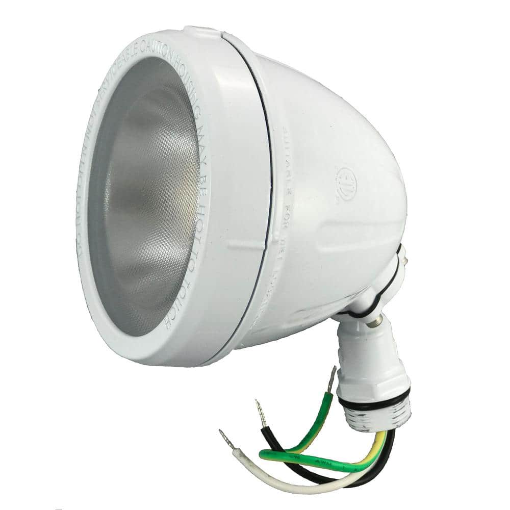 Commercial Electric 14-Watt White Hardwired Integrated LED Metal Spot Landscape Flood Light, 1100 Lumens