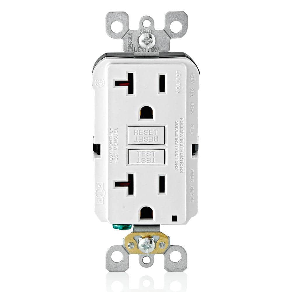 Leviton 20 Amp SmartlockPro Self-Test Duplex GFCI Receptacle Outlet, White