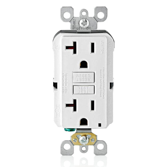 Leviton 20 Amp SmartlockPro Self-Test Duplex GFCI Receptacle Outlet, White